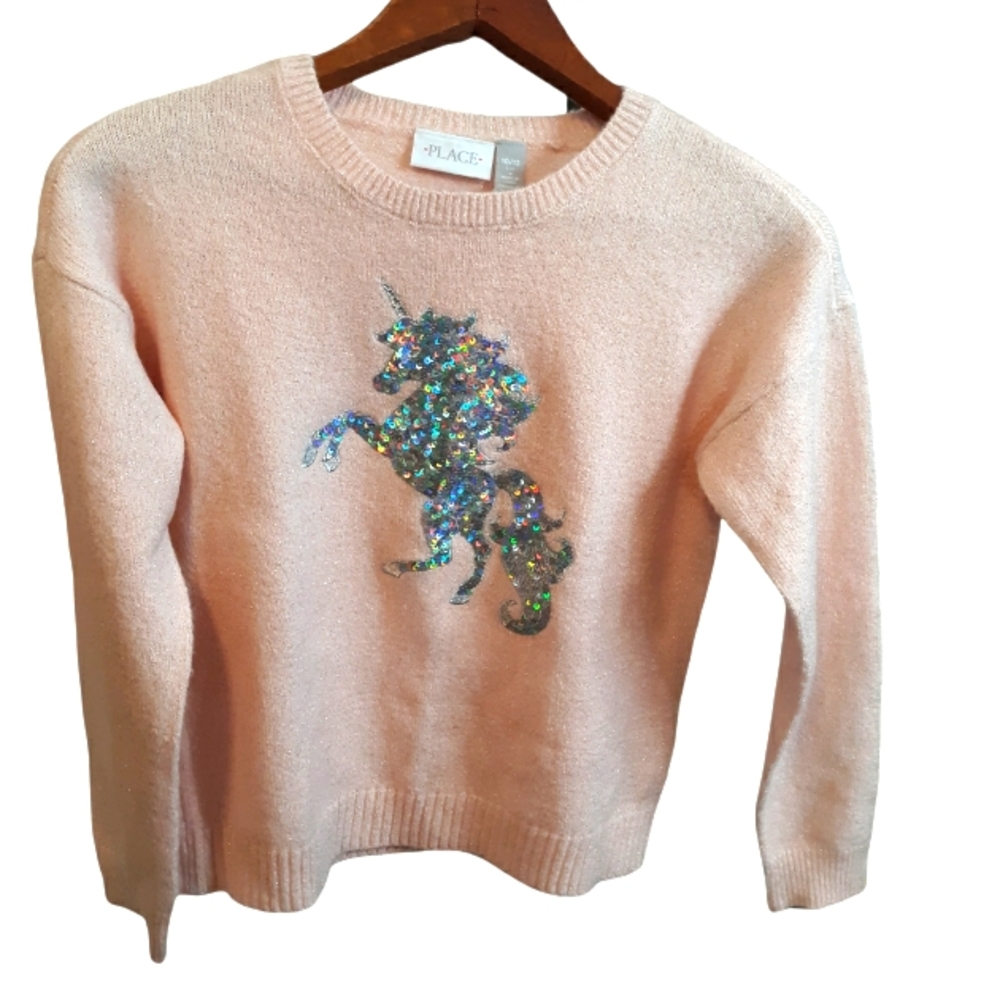 The Place Girls Unicorn Crewneck long sleeve Sweater sz L